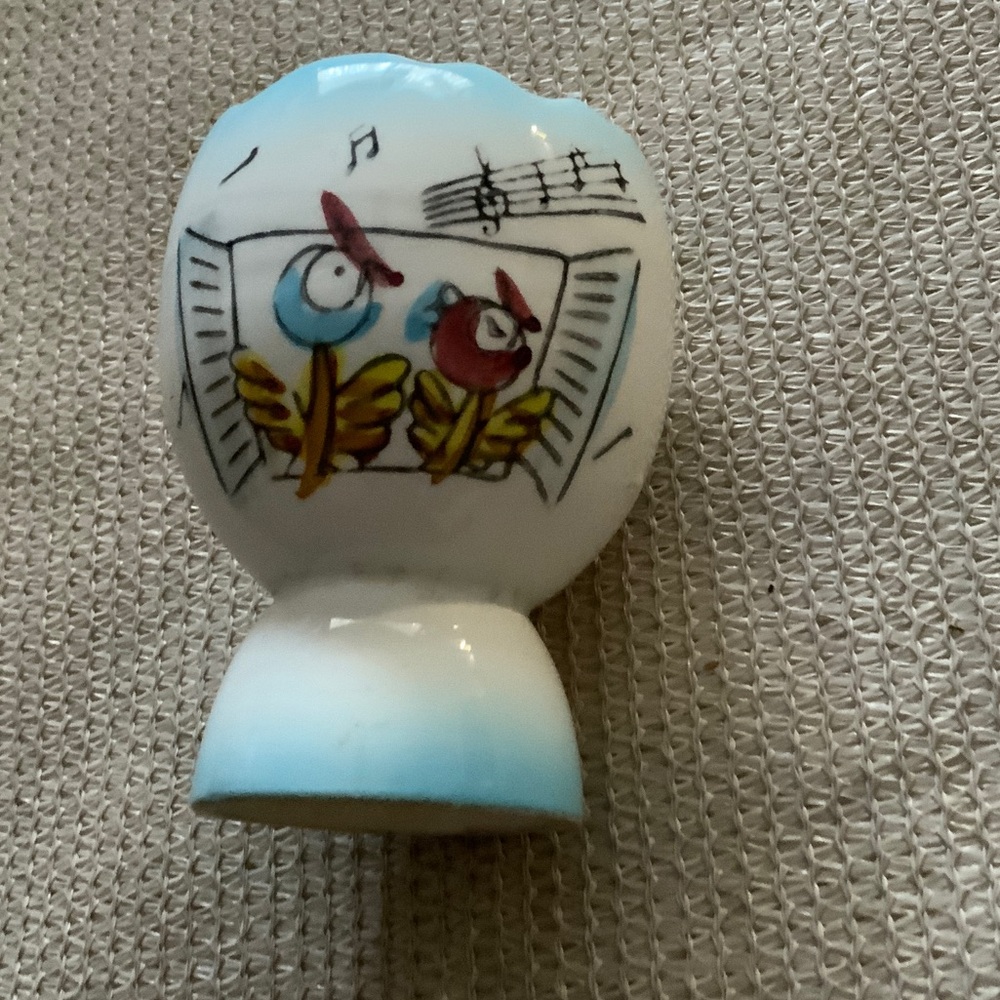 Ceramic Egg Cup with Musical Bird Design